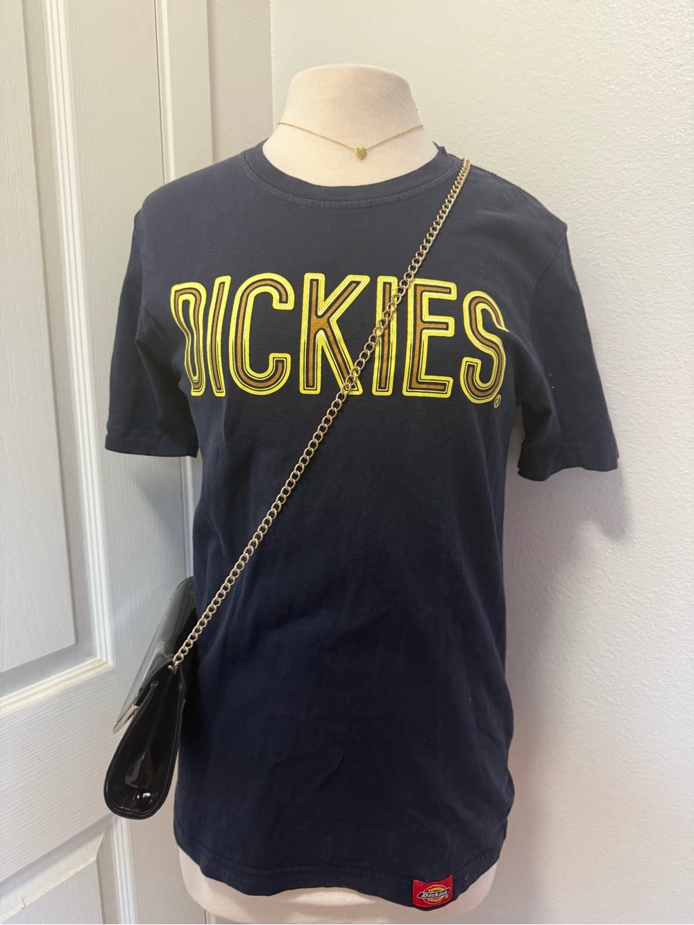 Dickies Navy Tee with Yellow Outline Logo - Kids Short Sleeve